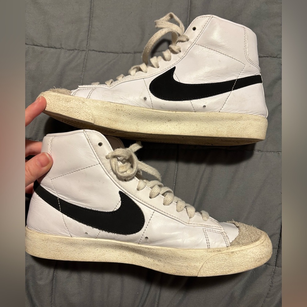 NIKE Blazer Mid 77 White and Black Vintage High-Top Sneakers Men’s Size 8.5 - Picture 5 of 10